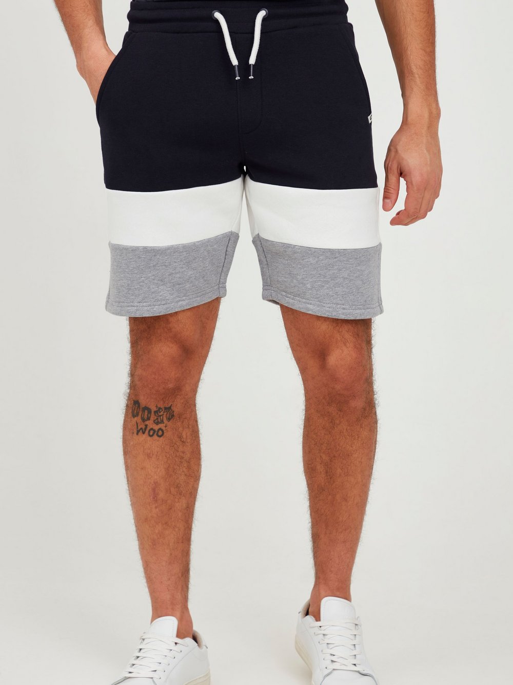 Indicode Sweatshorts Herren Baumwolle blau gestreift, L