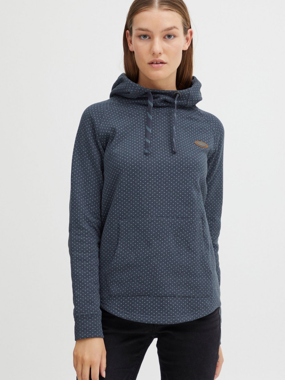 OXMO Kapuzenpullover Damen blau gepunktet, S