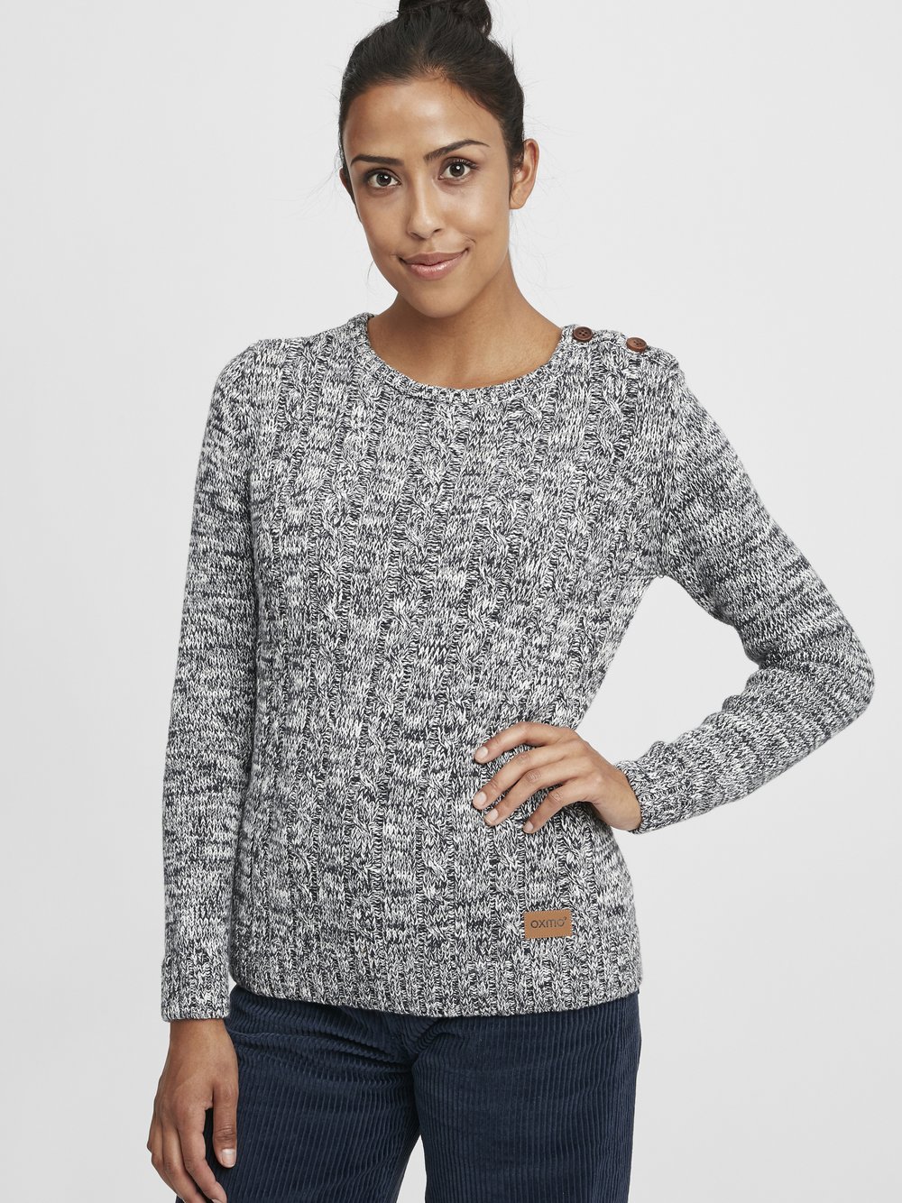 OXMO Strickpullover Damen Baumwolle blau, L