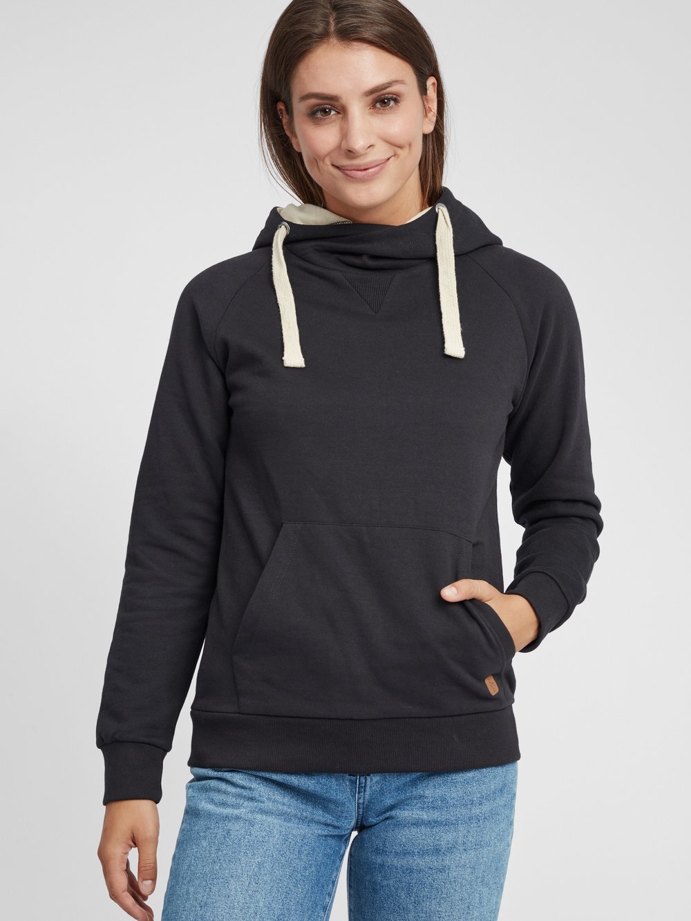 OXMO Hoodie Damen Baumwolle schwarz, L