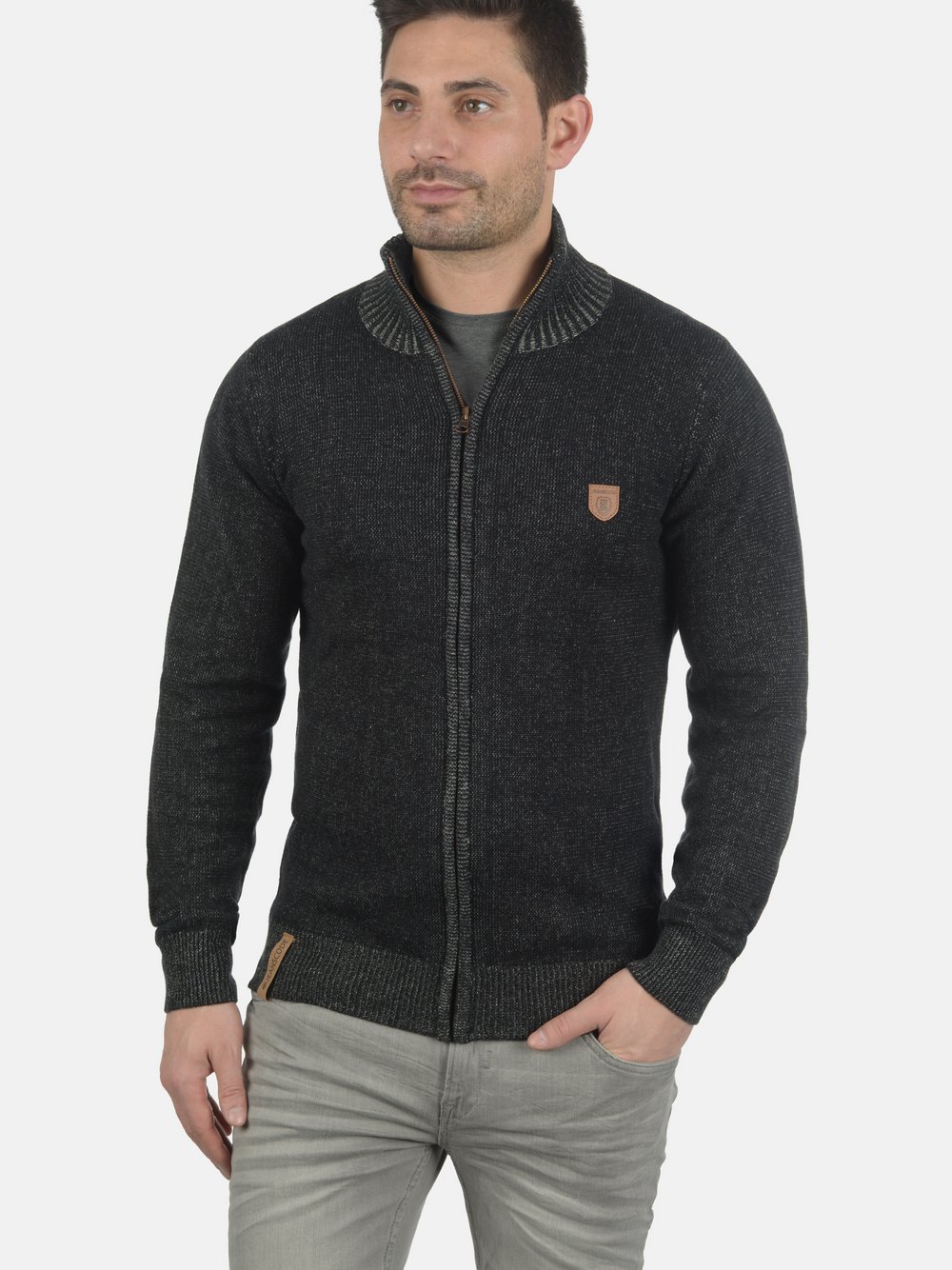 Indicode Strickjacke Herren Baumwolle schwarz gemustert, M