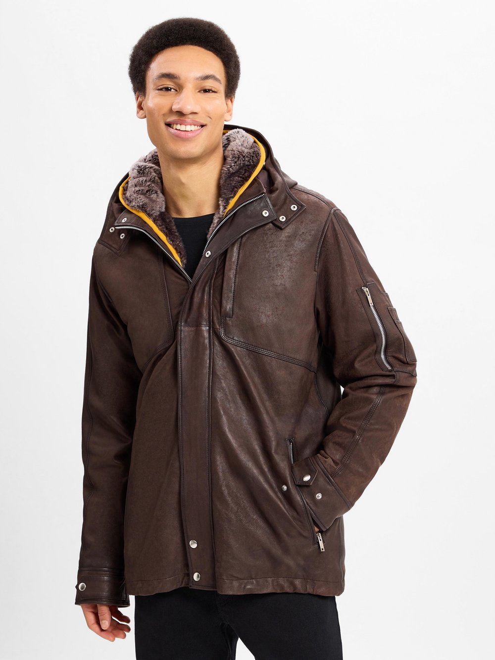 Nils Sundström Lederjacke Herren braun, S