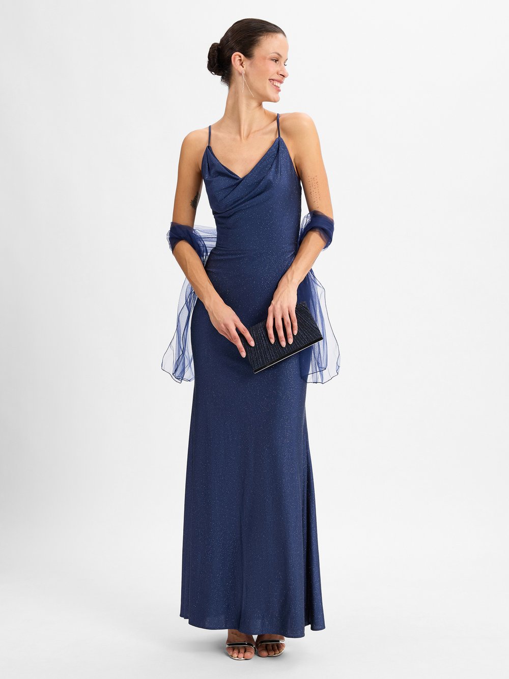 Unique Abendkleid mit Stola Damen blau, 36