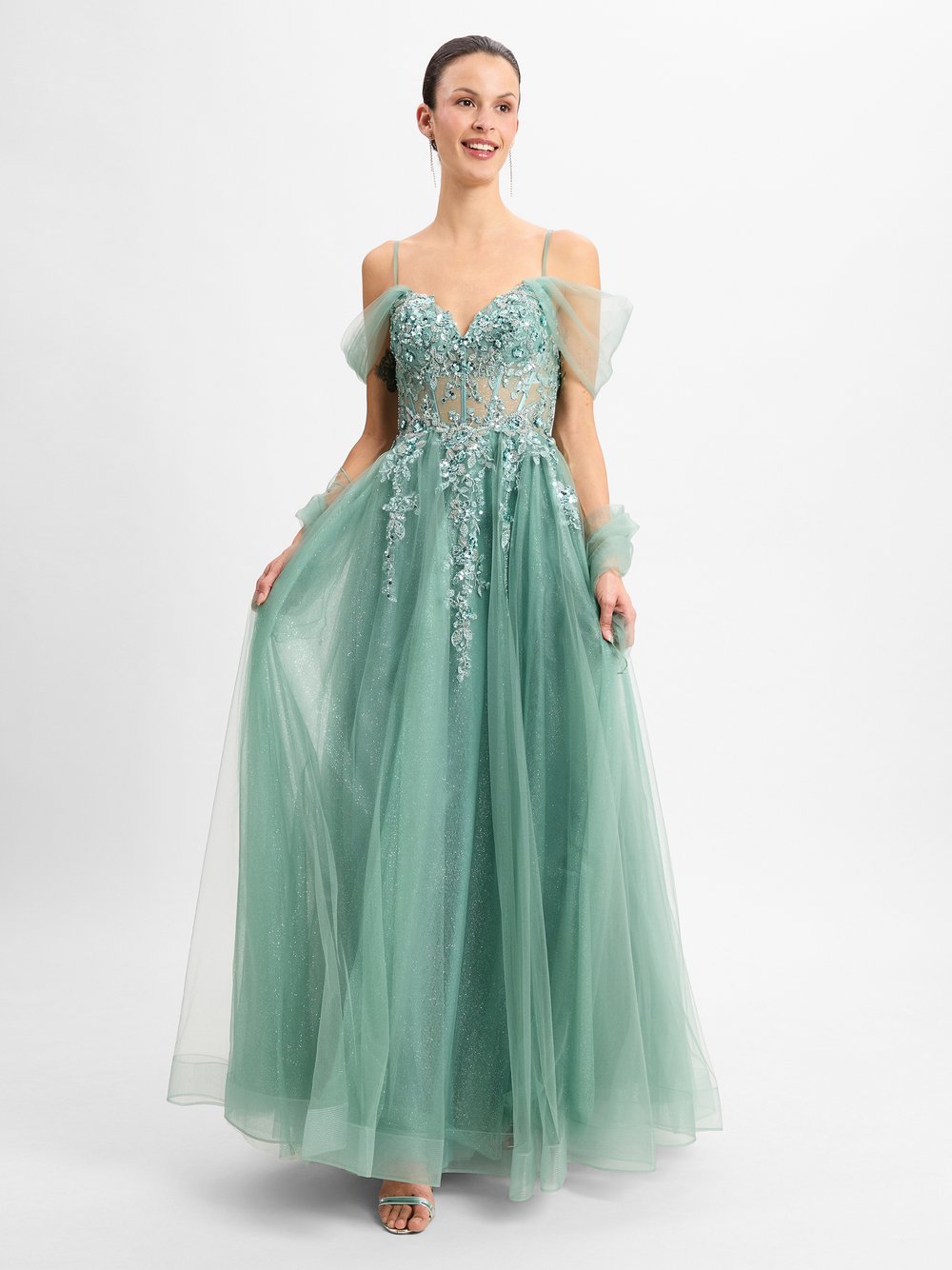 Unique Abendkleid Damen grün, 34