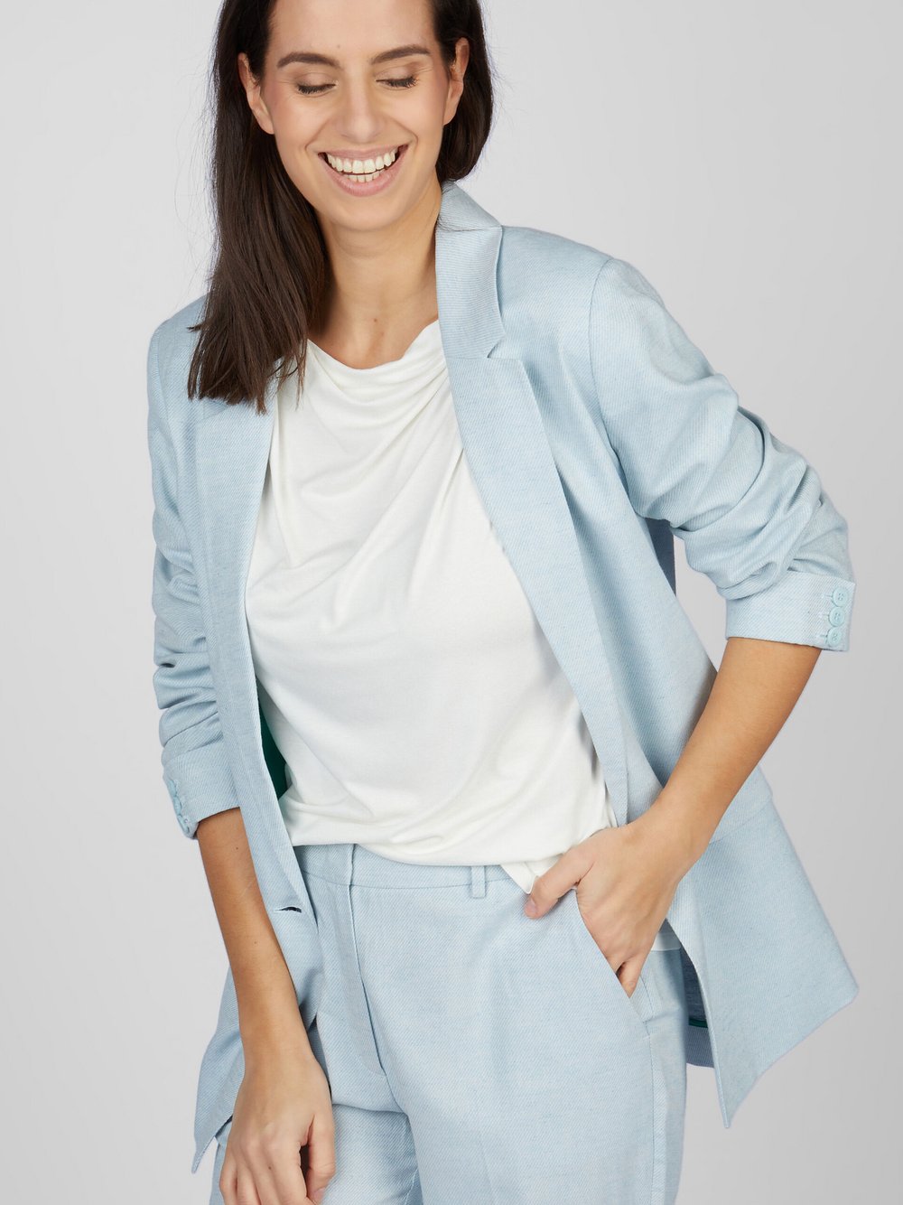 Lovely Sisters Blazer Damen Baumwolle blau, 36