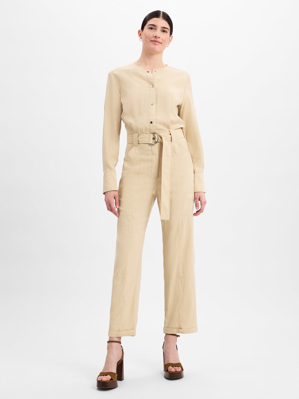 BOSS Orange Jumpsuit Damen Viskose beige, 38