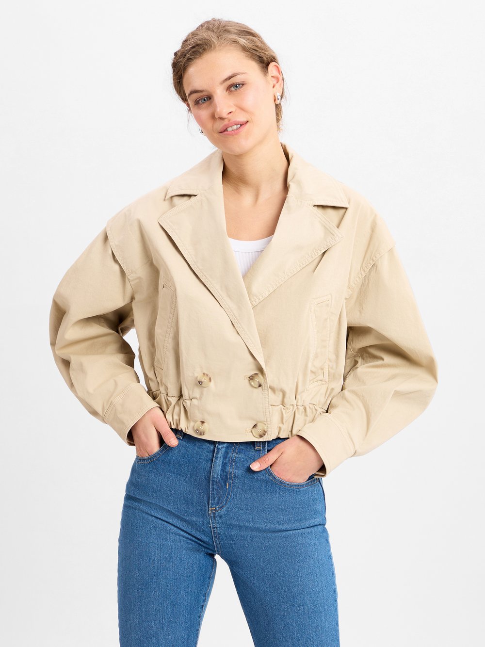 BOSS Orange Jacke Damen Baumwolle beige, 38