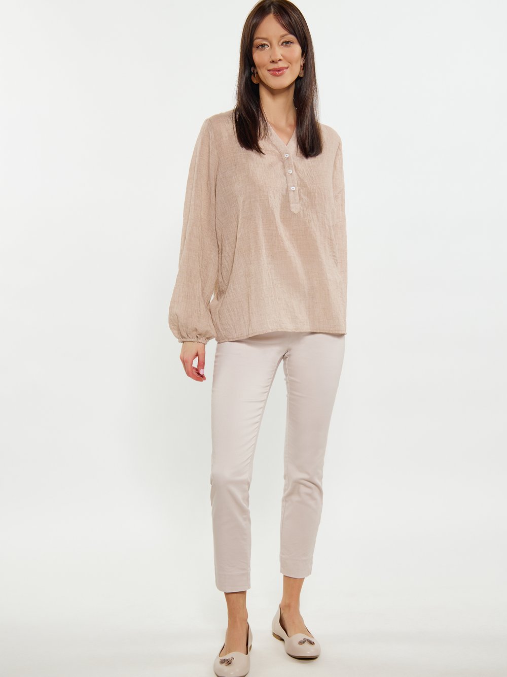 Usha Bluse Damen Baumwolle beige, L