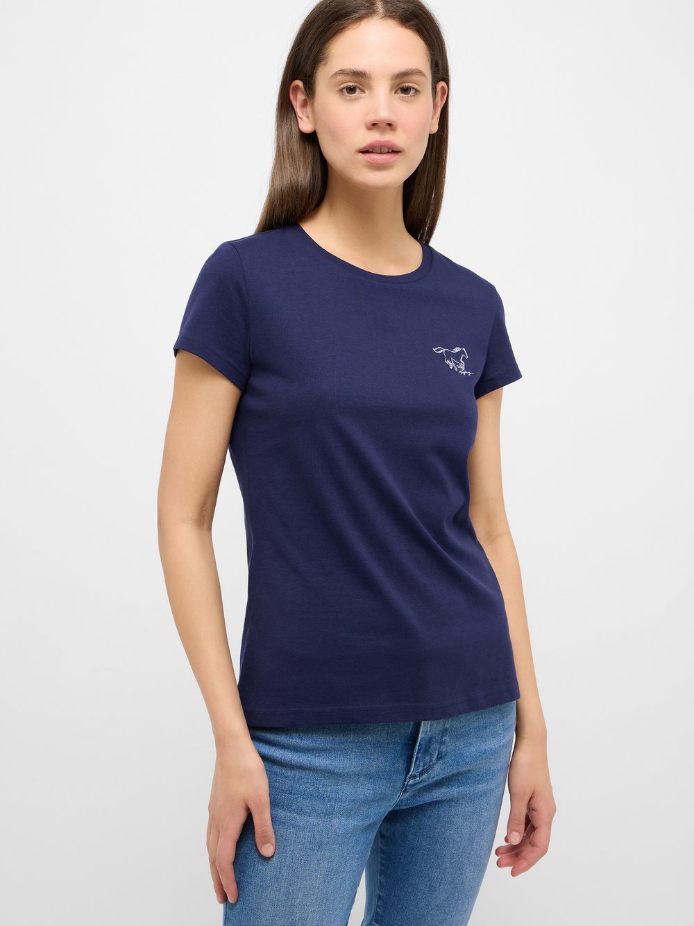 Mustang T-Shirt Damen Baumwolle blau, S