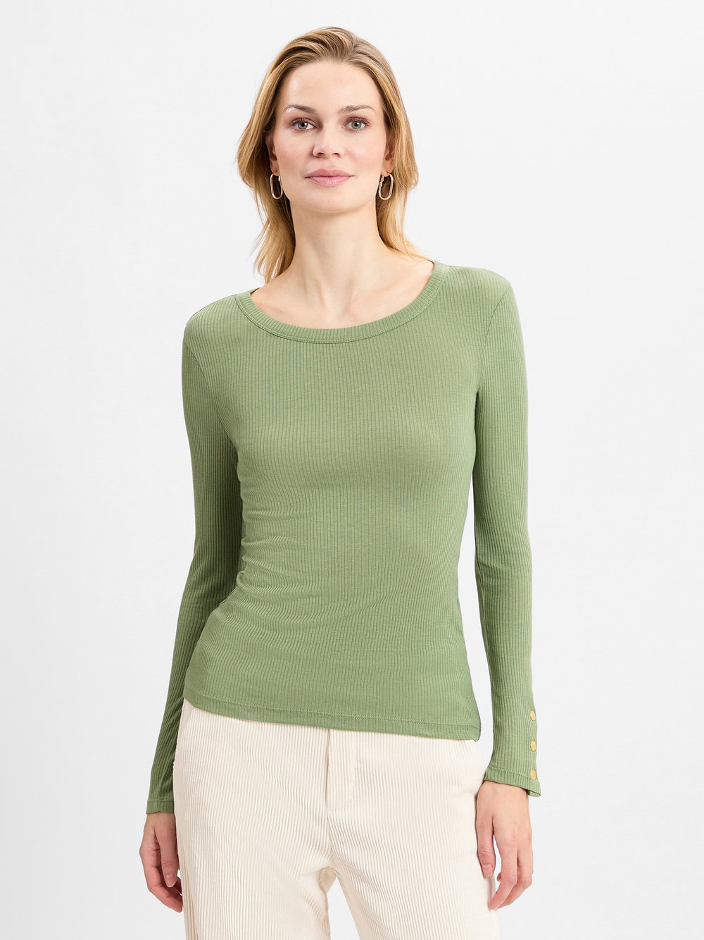 Marie Lund Collection Langarmshirt Damen Baumwolle grün, XS