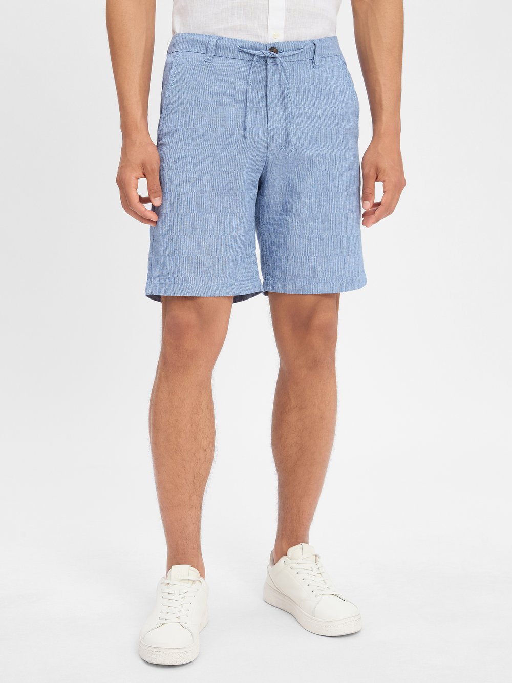 Thumbnail - Selected Bermuda mit Leinen-Anteil Herren Baumwolle blau gemustert, S