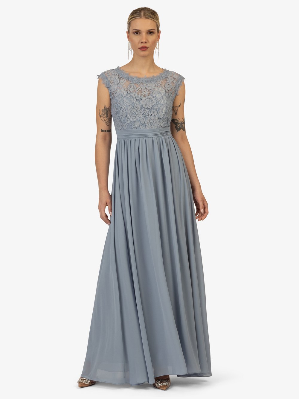 Kraimod Abendkleid Damen blau gemustert, 38