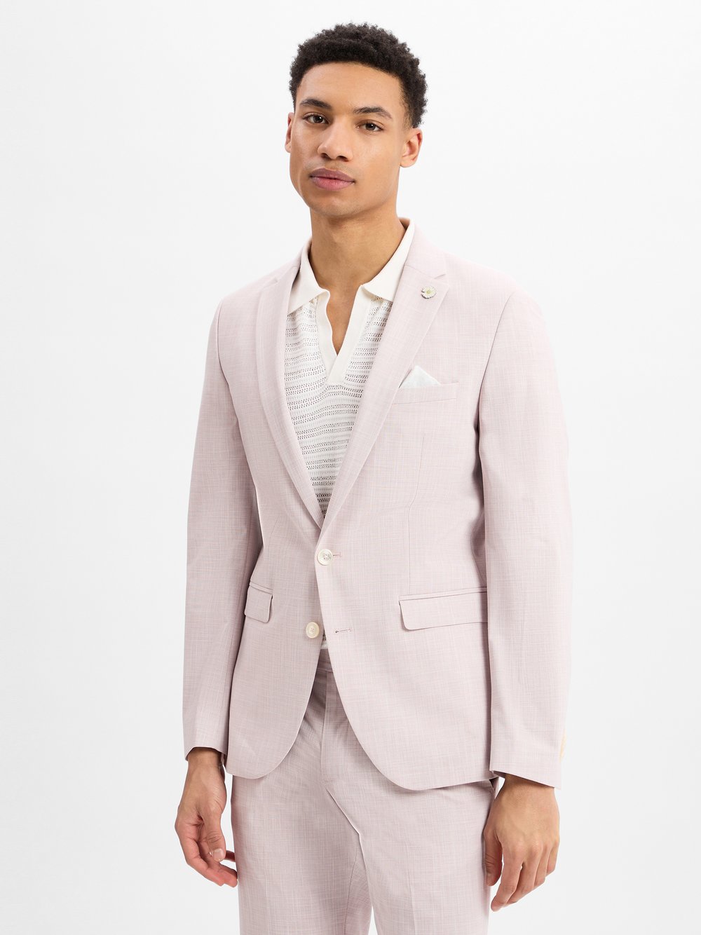 Finshley & Harding London Baukastensakko Herren Slim Fit rosa strukturiert, 102