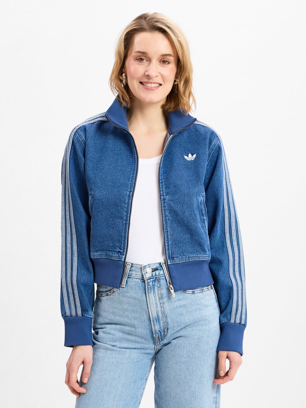 adidas Originals Jeansjacke Damen Baumwolle blau, S