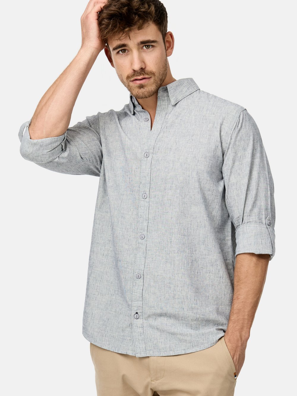 Indicode Hemd Langarm Herren Regular Fit Baumwolle grau, XL