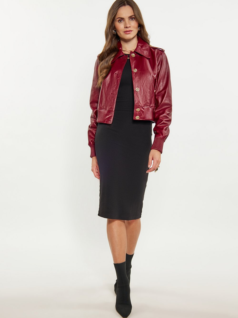 Faina Jacke Damen Leder rot, S