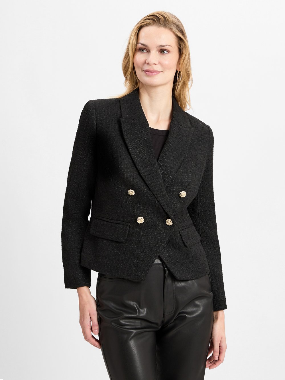 Marie Lund Collection Kurzblazer Damen schwarz strukturiert, M