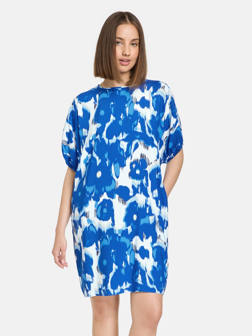 Taifun Kleid Damen Viskose blau bedruckt, 44