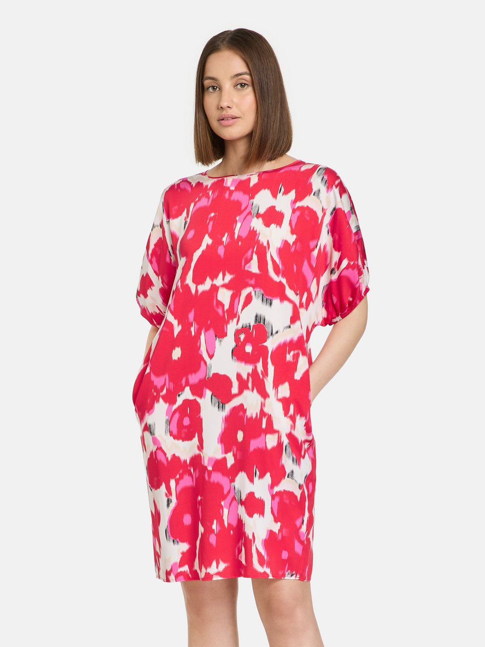 Taifun Kleid Damen Viskose rot bedruckt, 44