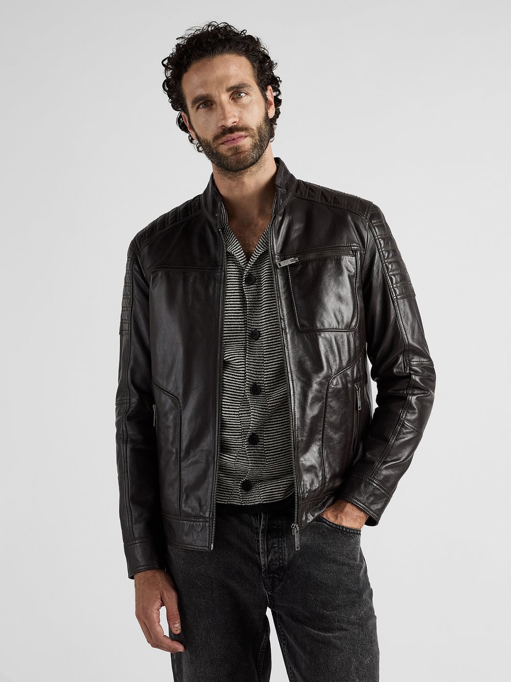 Thumbnail - JCC Lederjacke Herren braun, 52