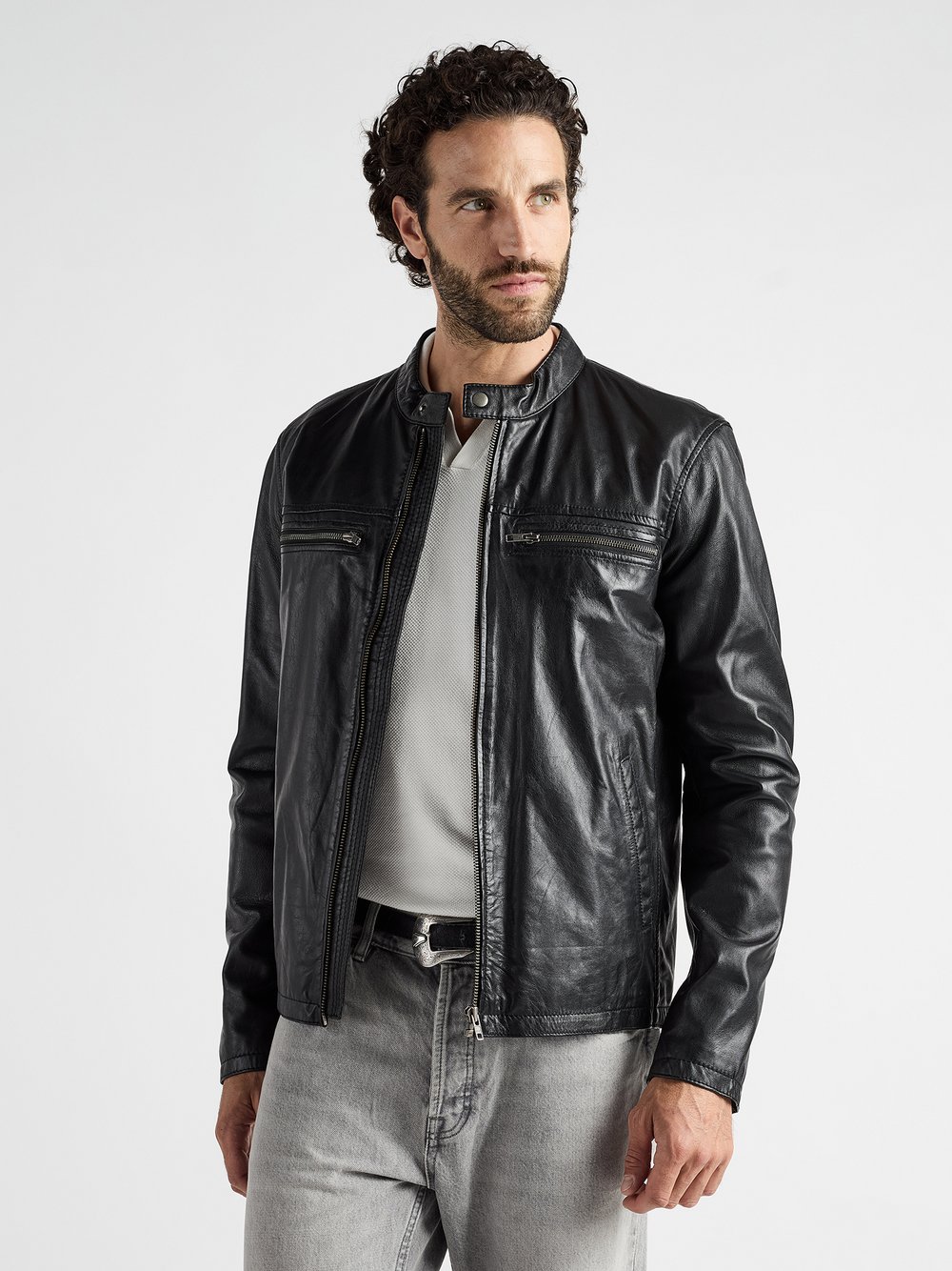 Thumbnail - JCC Lederjacke Herren schwarz, 50