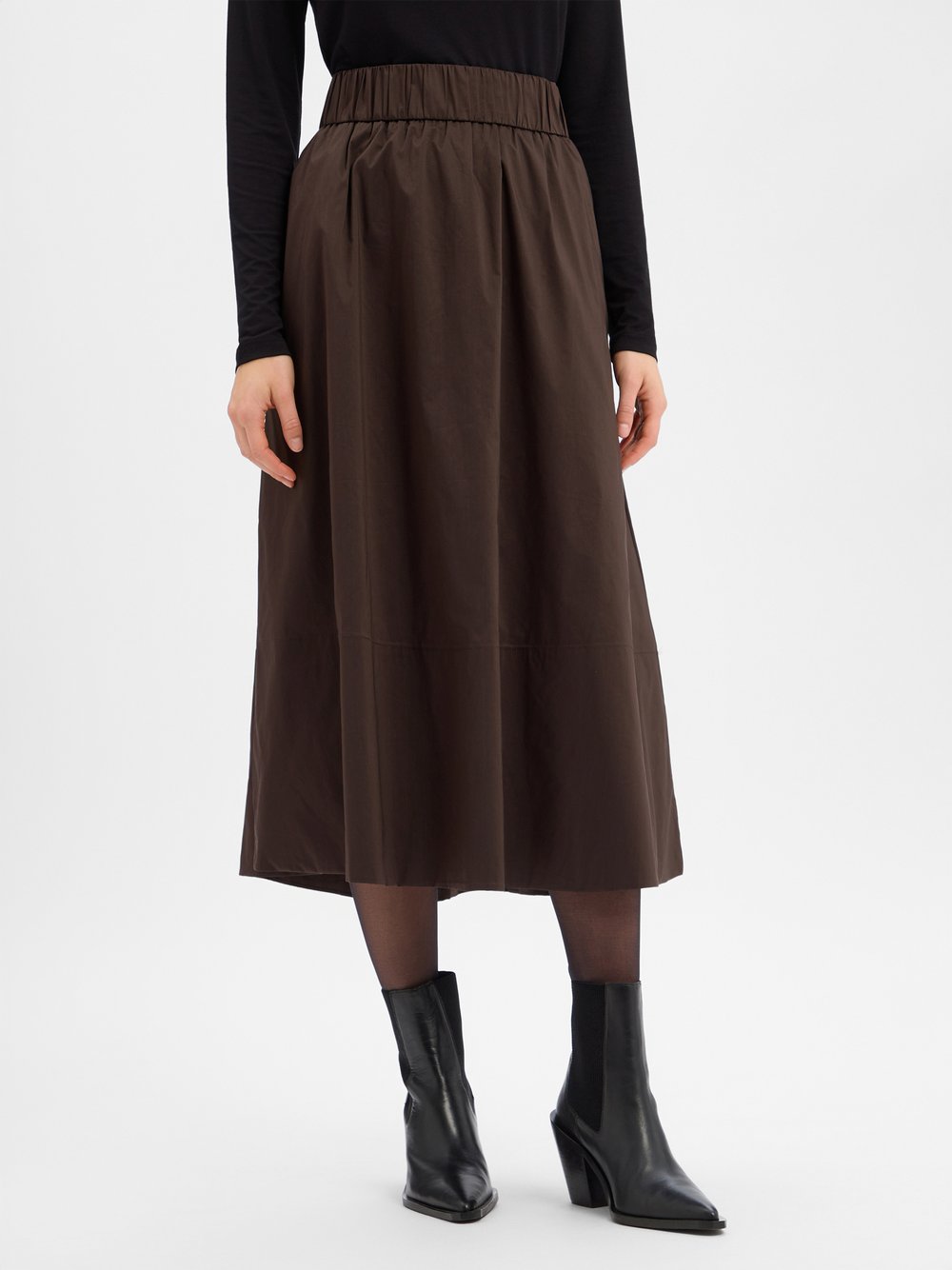 Neo Noir Midirock Damen Baumwolle braun, 34