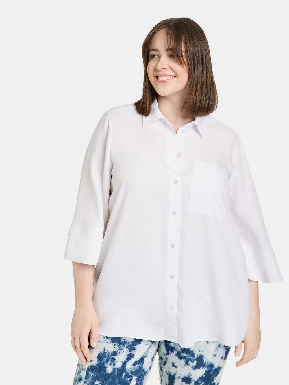 Samoon 3/4 Arm Bluse Damen Lyocell weiß, 46