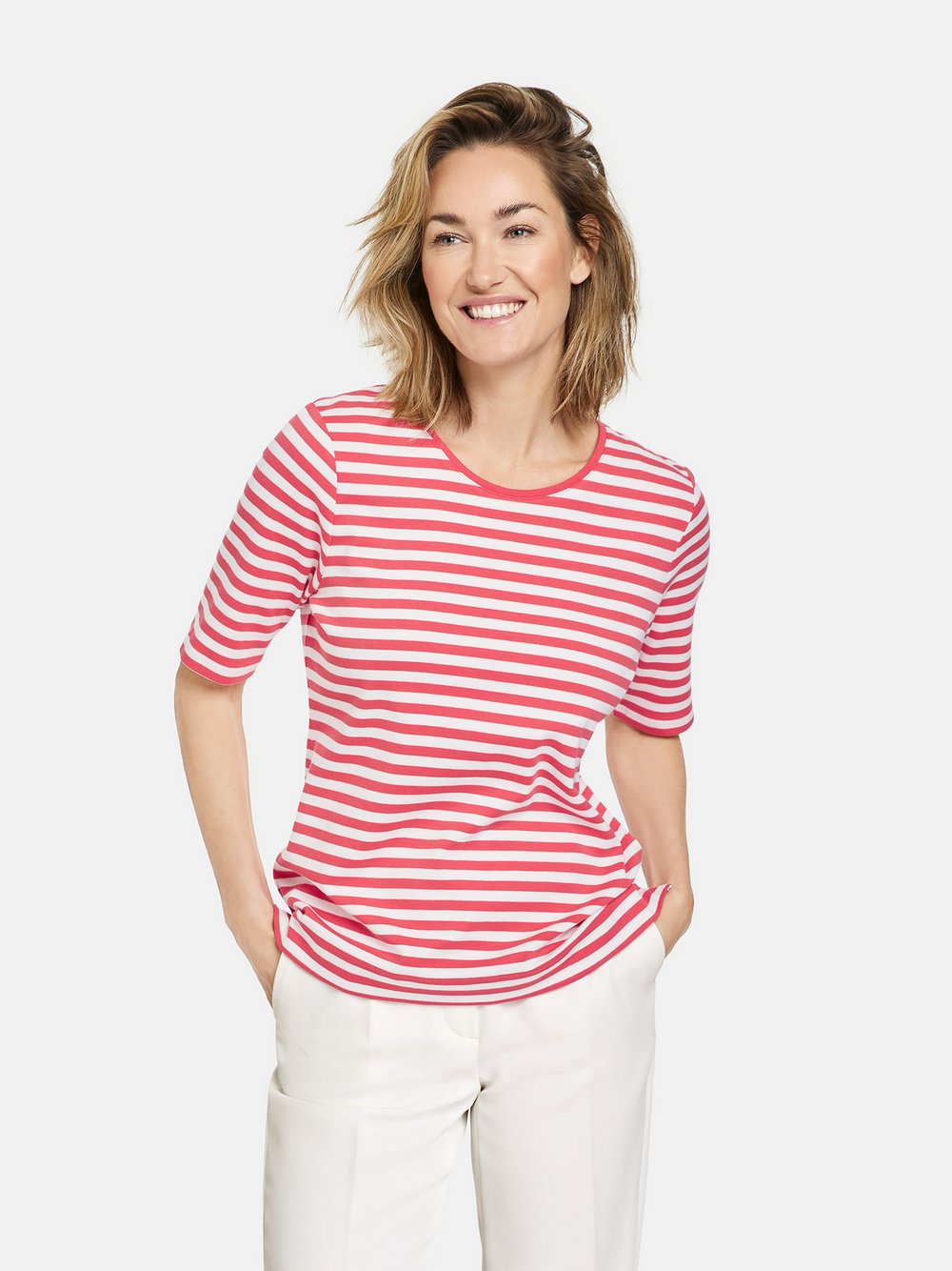 Gerry Weber T-Shirt Damen Baumwolle rot gestreift, 34