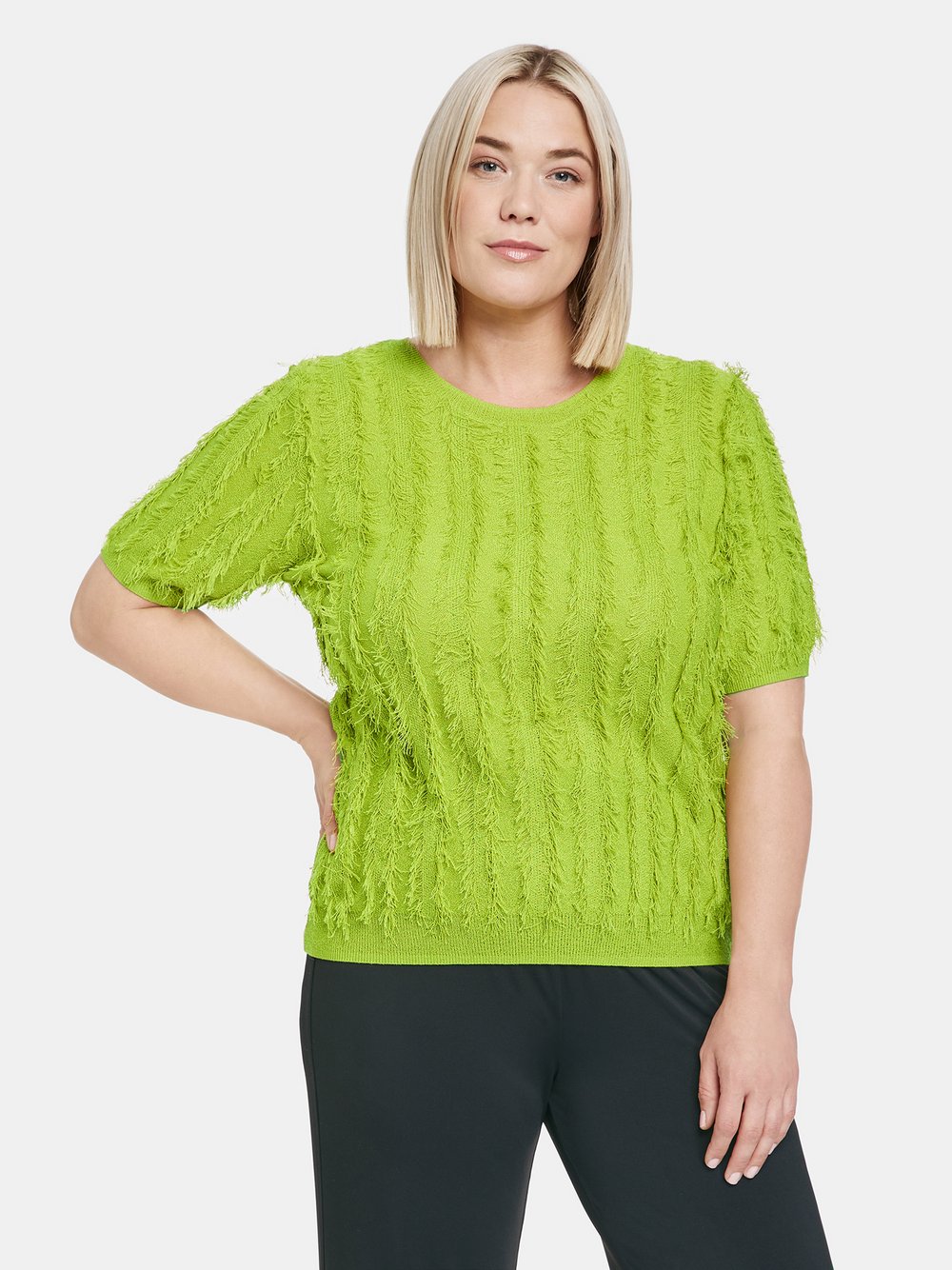 Samoon Kurzarmpullover Damen grün, 46