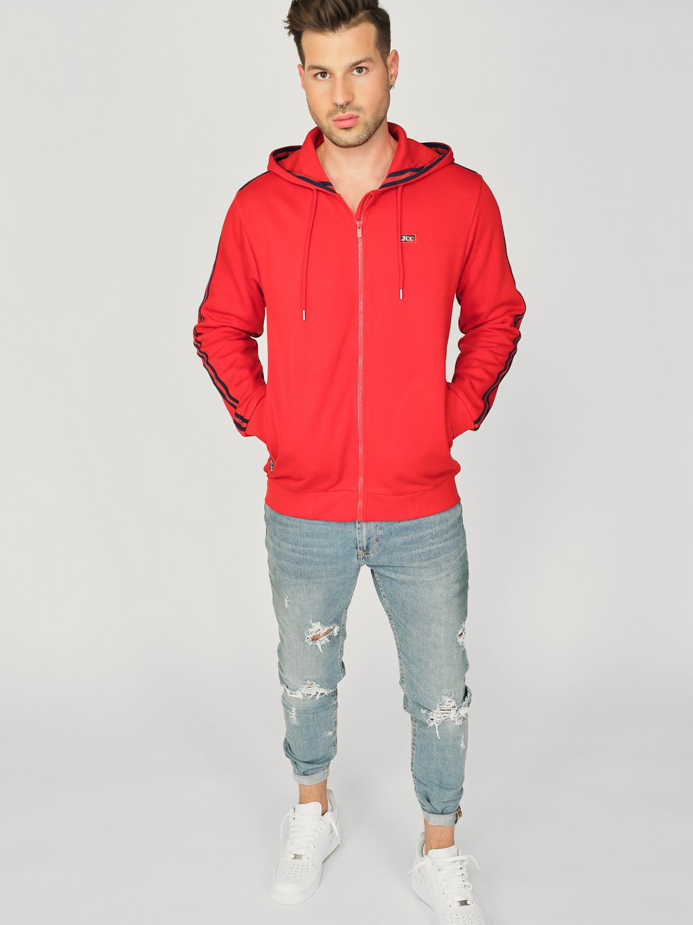 JCC Kapuzensweatjacke Herren Baumwolle rot, XXXXL