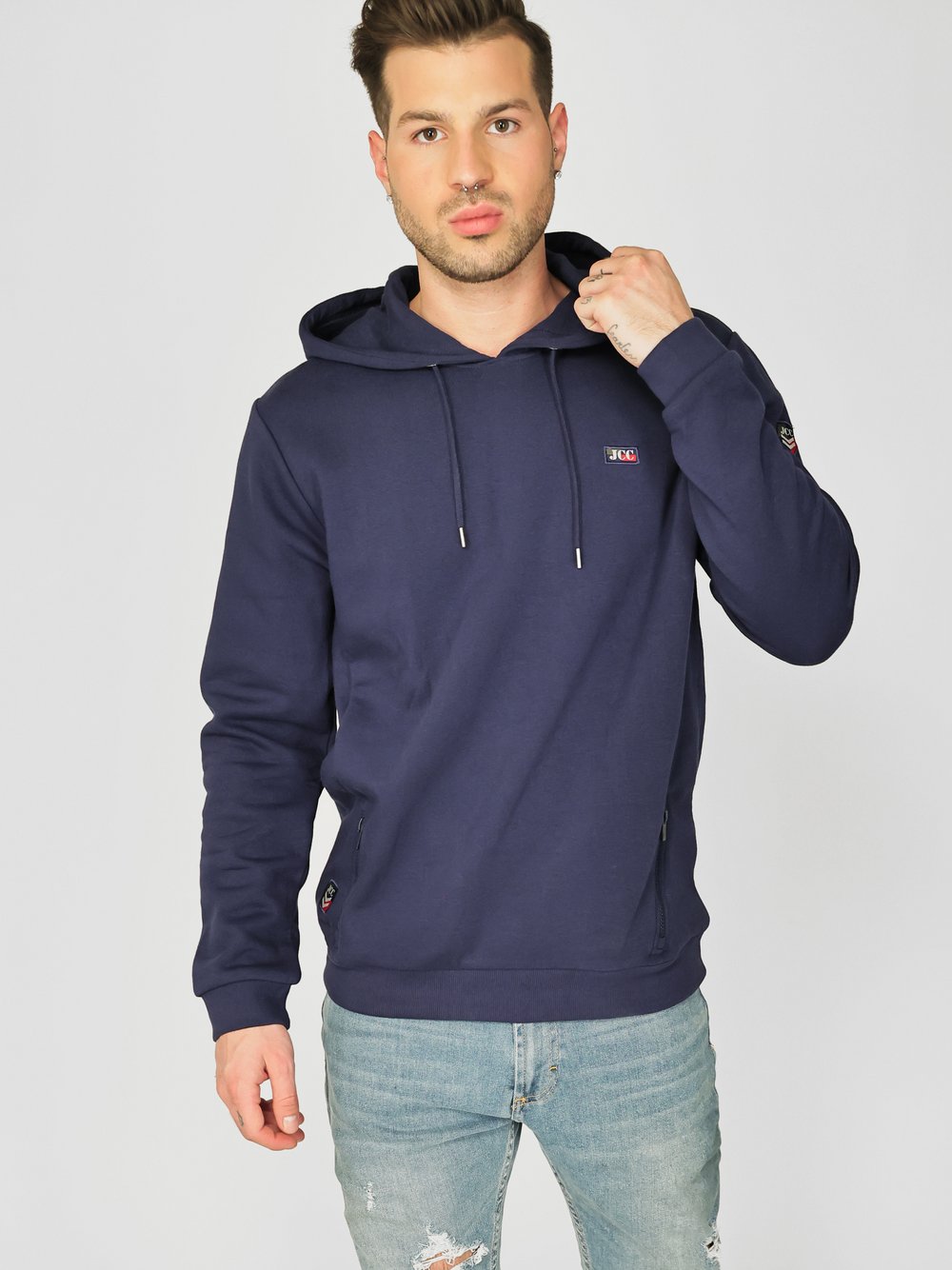 JCC Hoodie Herren Baumwolle blau, XXL