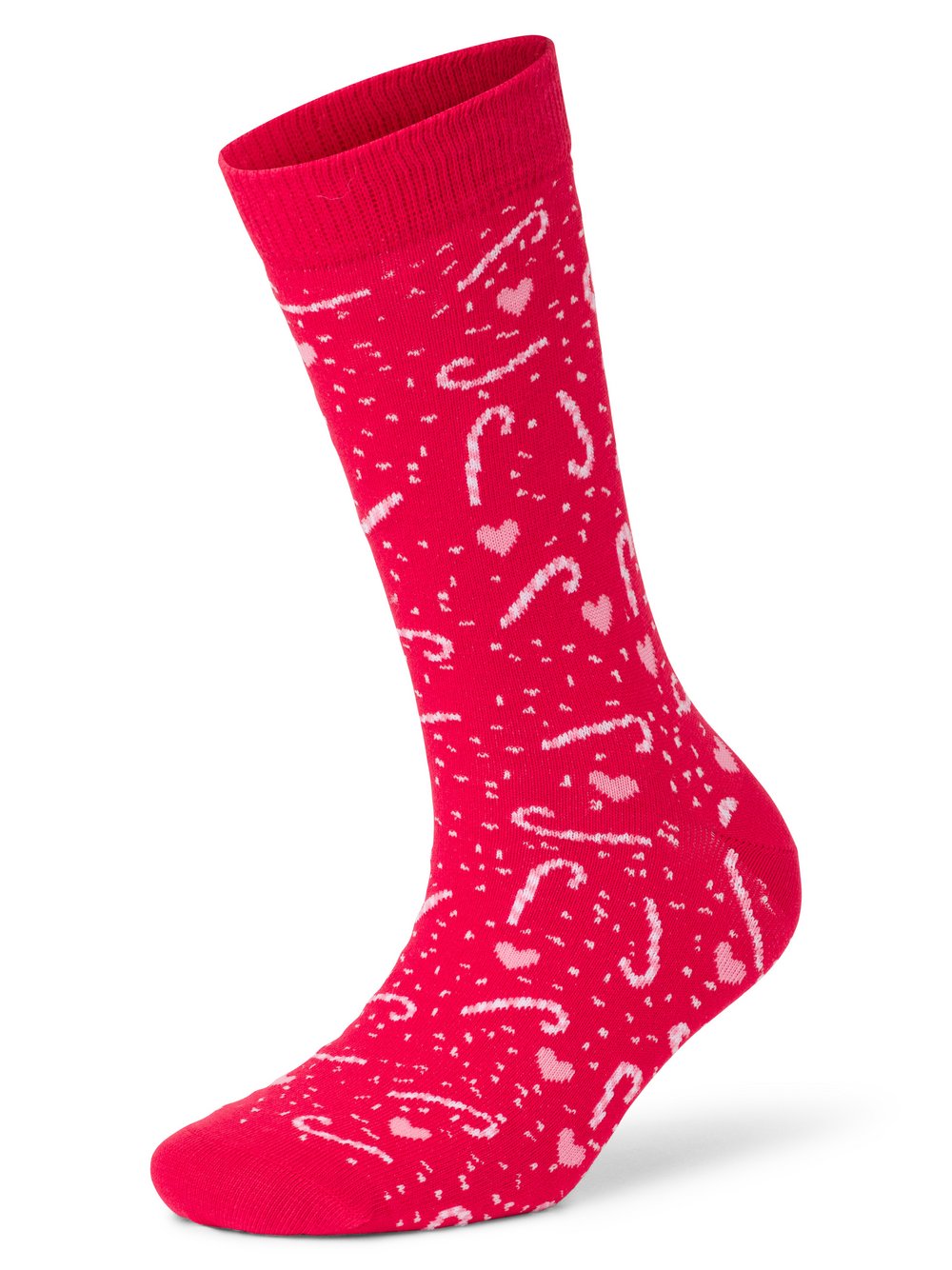 Marie Lund Socken Damen Baumwolle rot gemustert, ONE SIZE