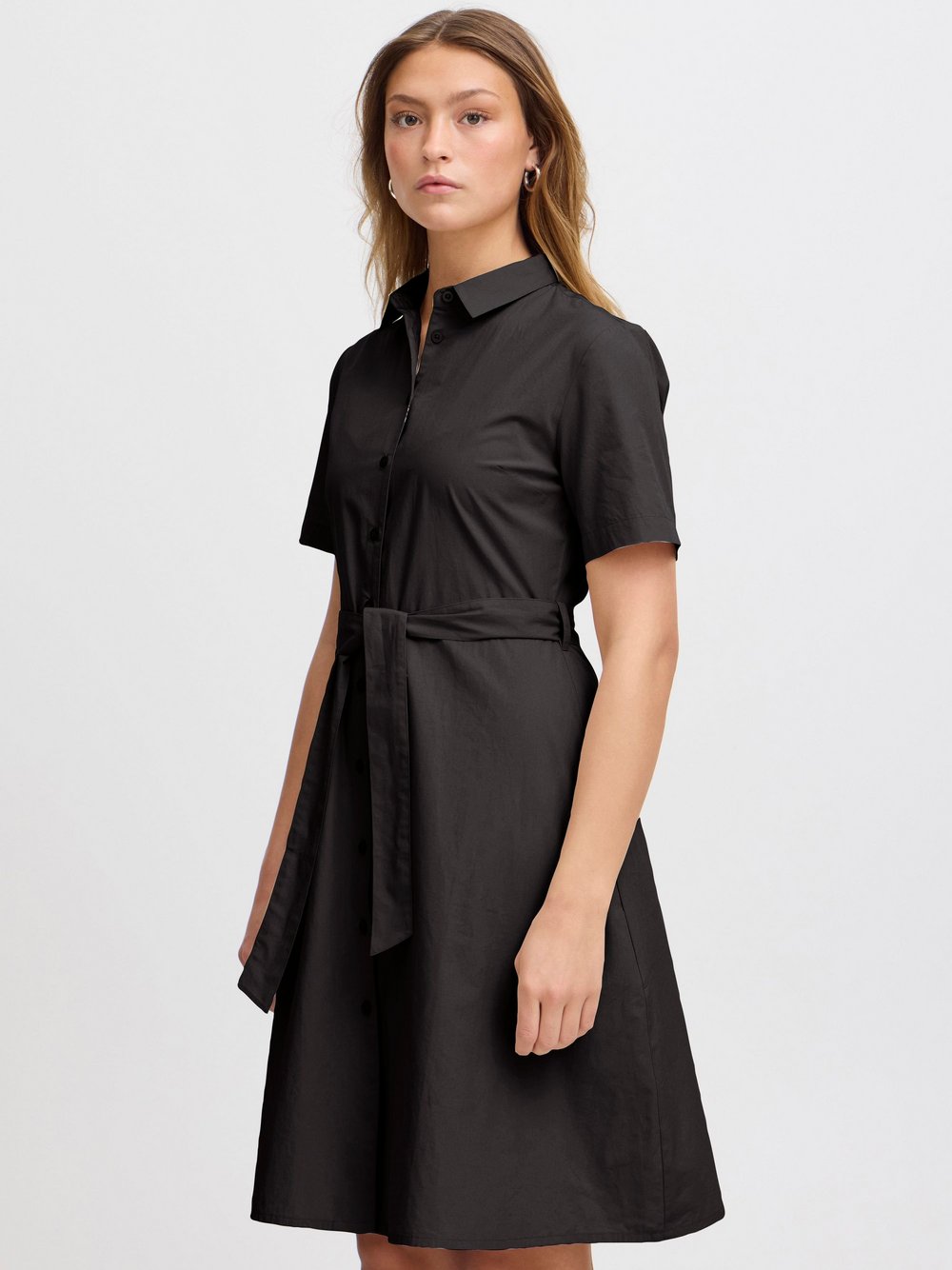 Ichi Kleid Damen Baumwolle schwarz, 38