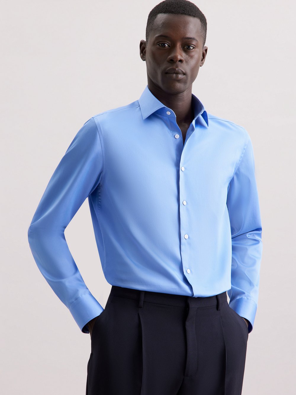 Thumbnail - Seidensticker Business Hemd Herren Slim Fit Baumwolle blau, 39