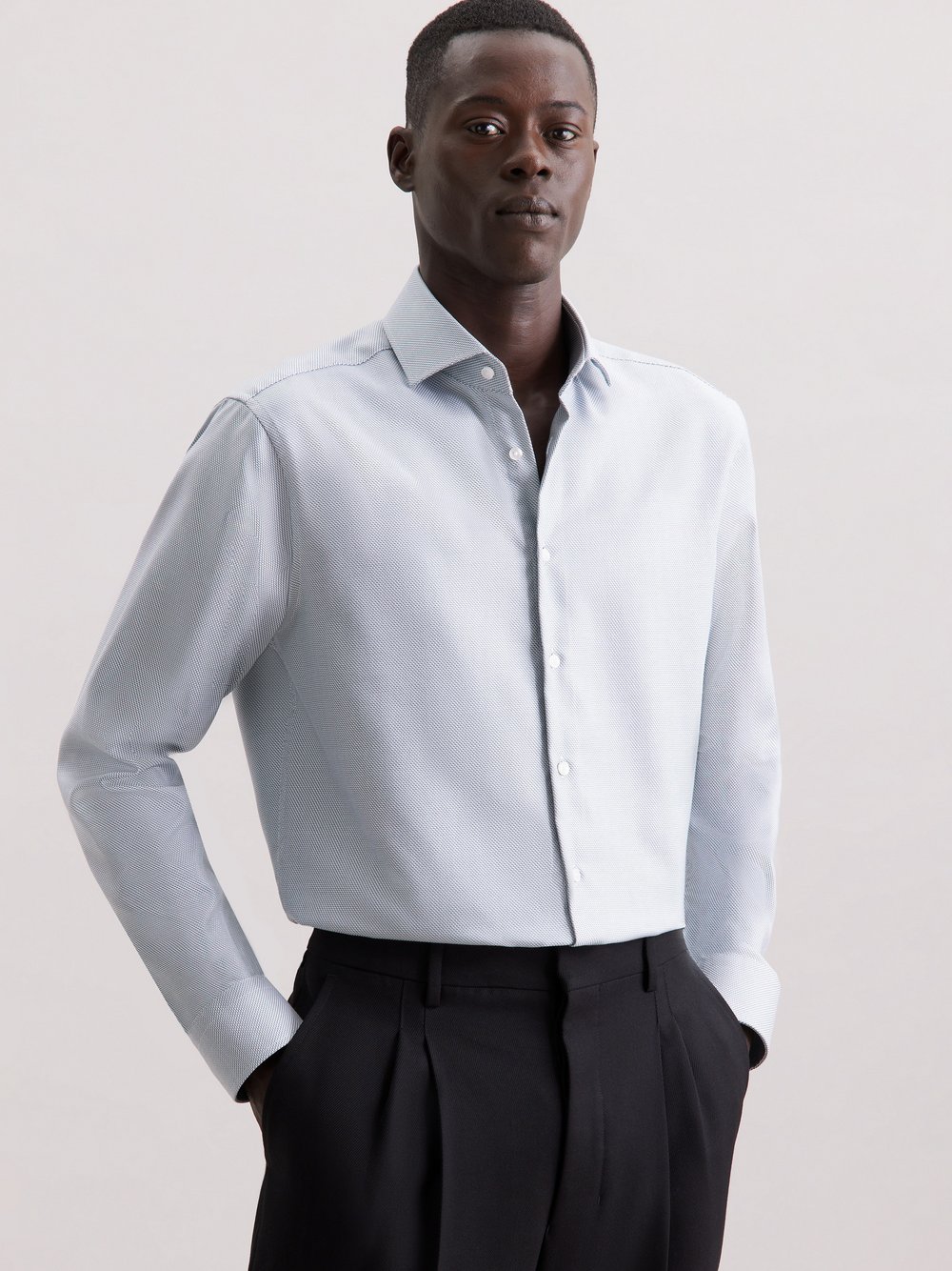 Thumbnail - Seidensticker Business Hemd Herren Regular Fit Baumwolle grün strukturiert, 40