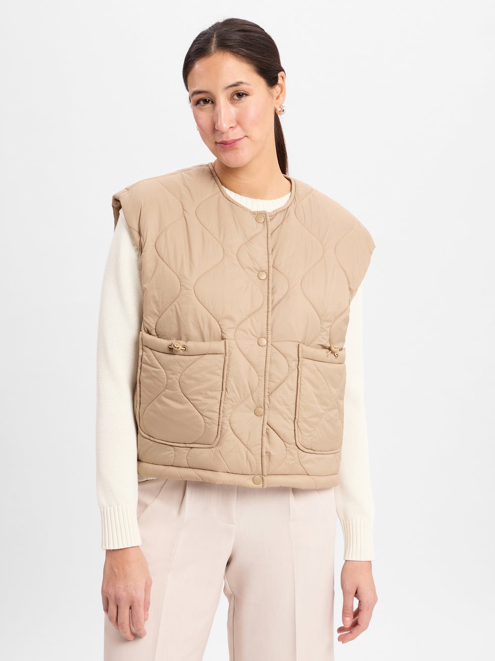 Vila Steppweste Damen Polyamid beige, 42