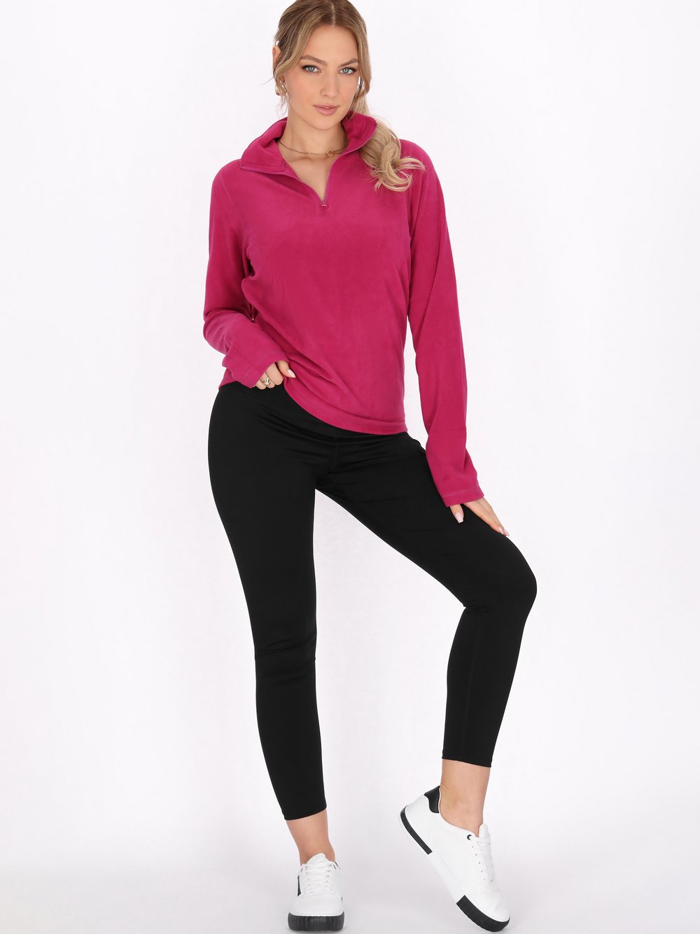 Faina Fleecepullover Damen rosa, XXL