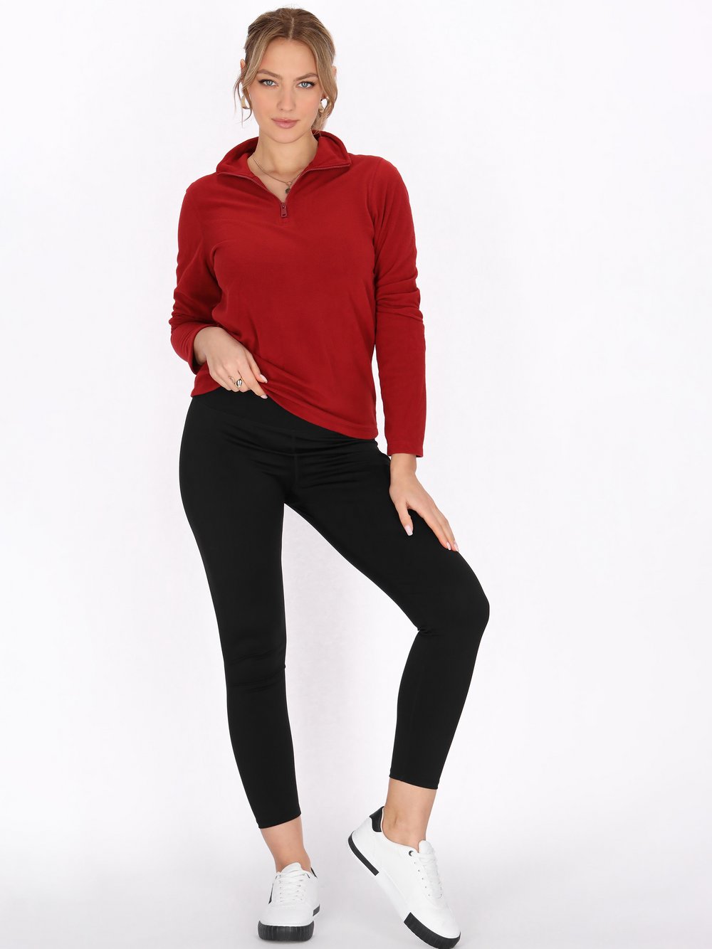Faina Fleecepullover Damen rot, XXL