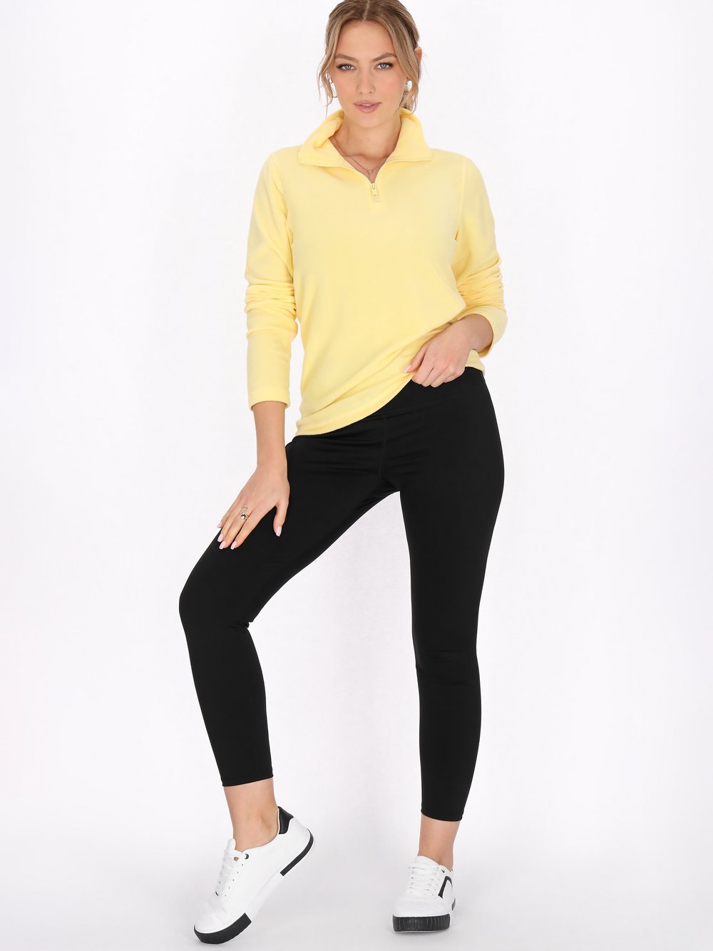 Faina Fleecepullover Damen gelb, M