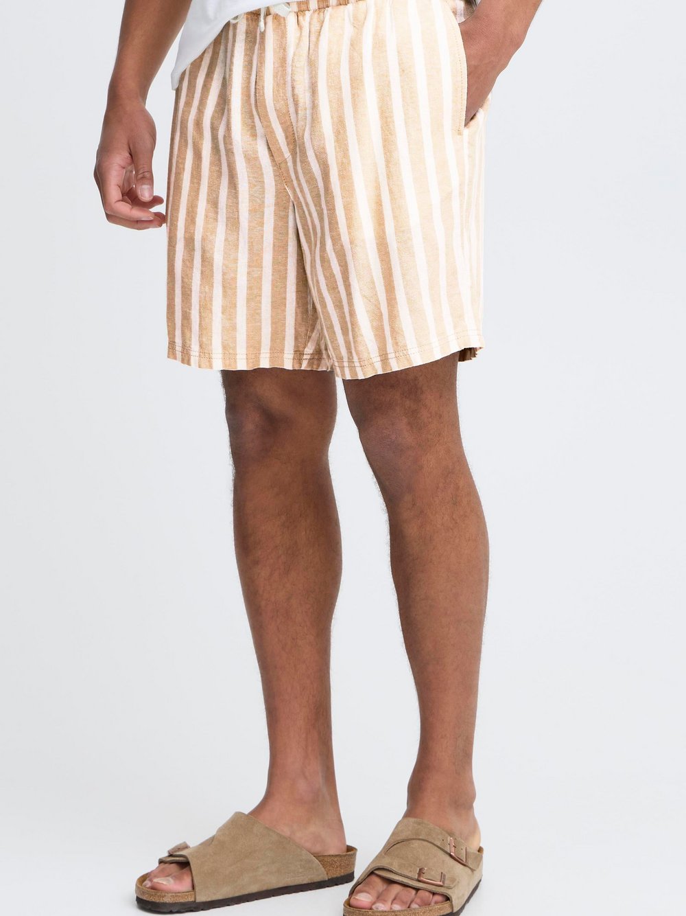 Solid Shorts Herren braun gestreift, L