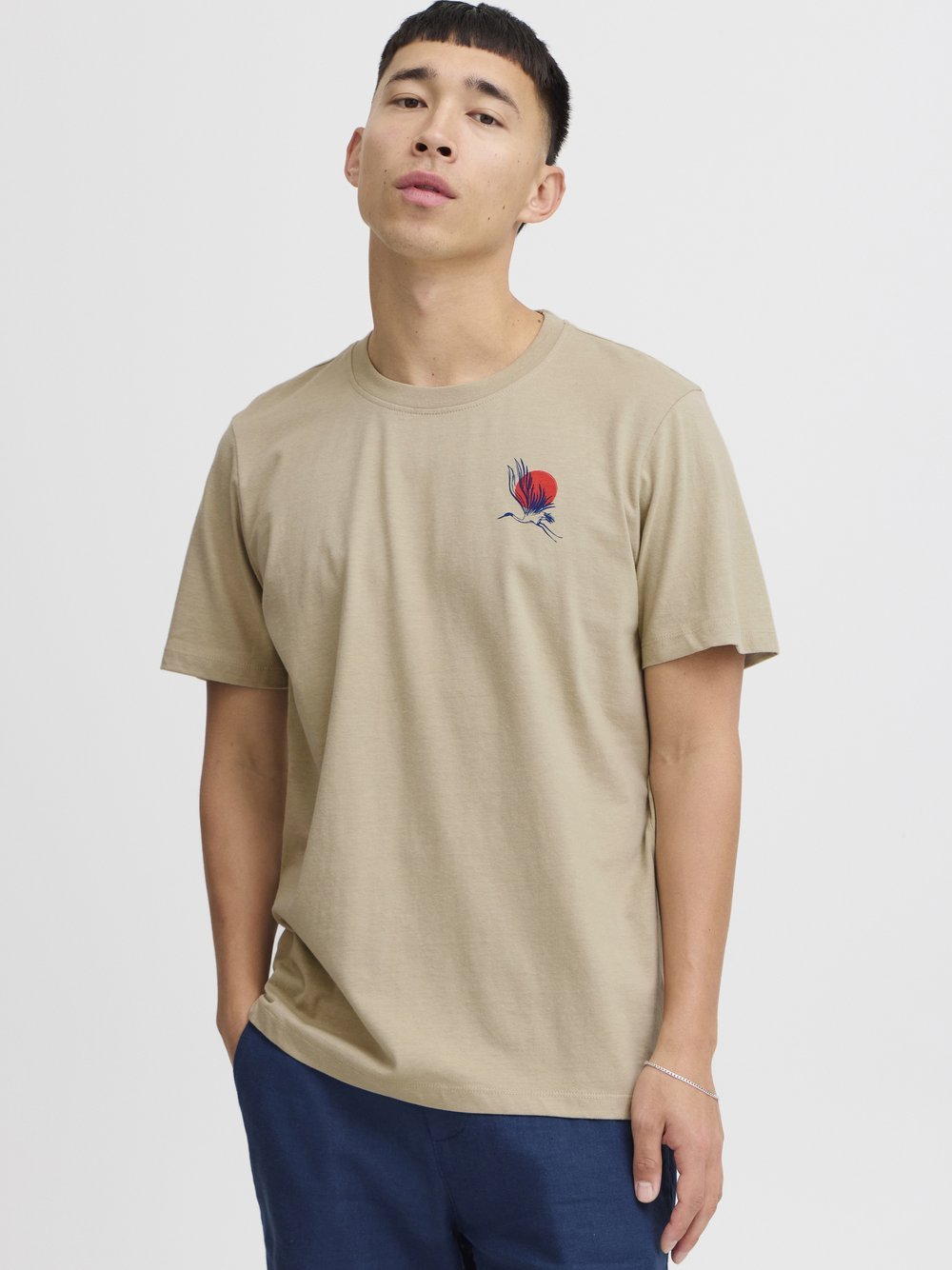 BLEND T-Shirt Herren Baumwolle beige bedruckt, M