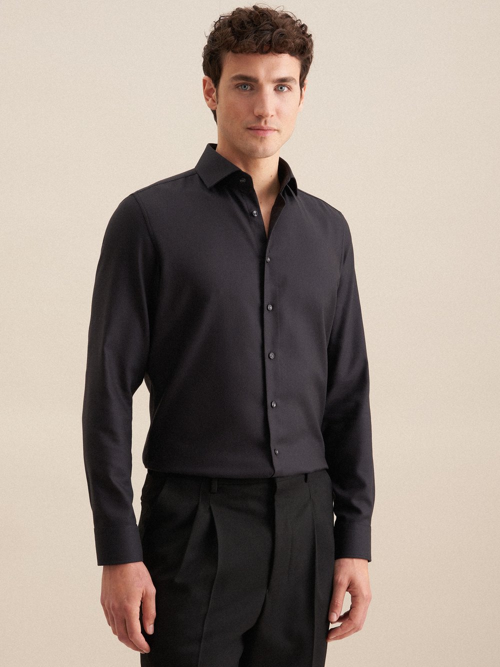 Seidensticker Business Hemd Herren Slim Fit Baumwolle grau strukturiert, 41