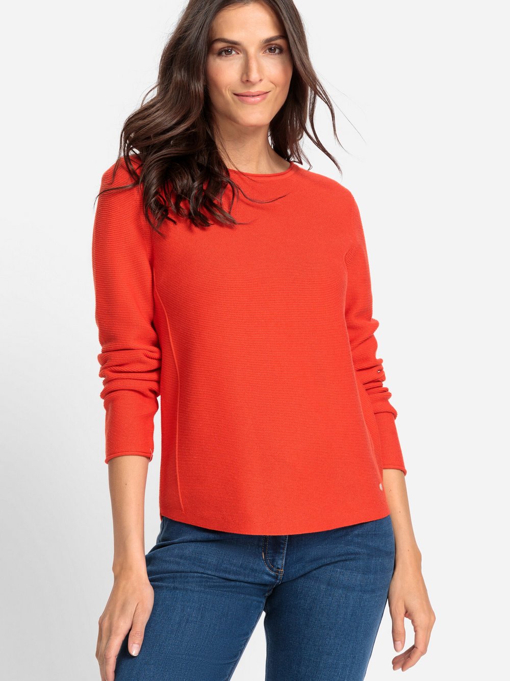 Olsen Strickpullover Damen Baumwolle orange, 48