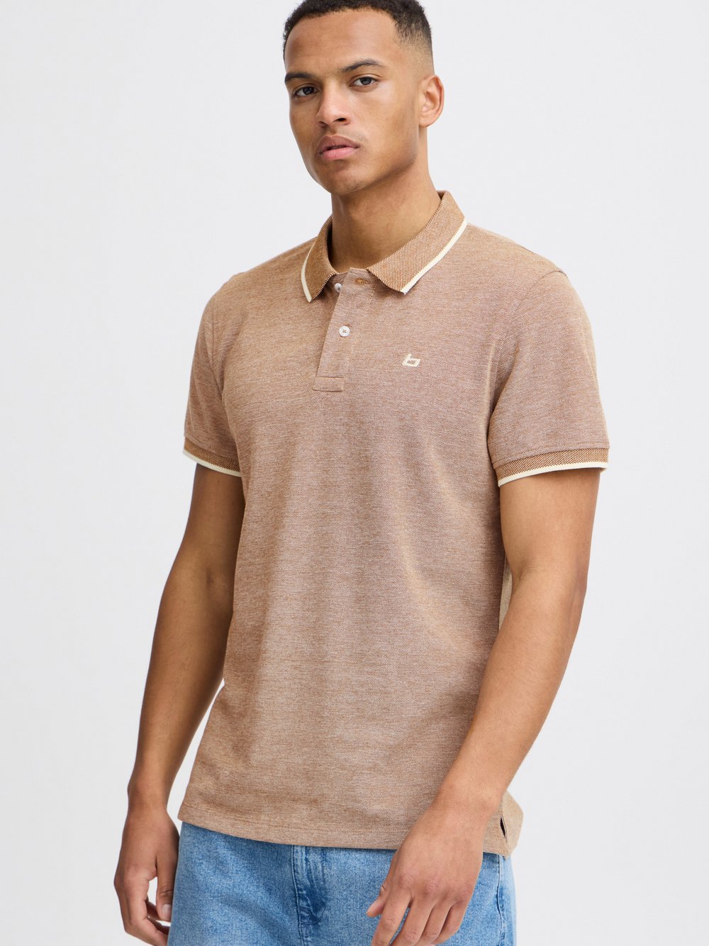 BLEND Poloshirt Herren Baumwolle beige, L