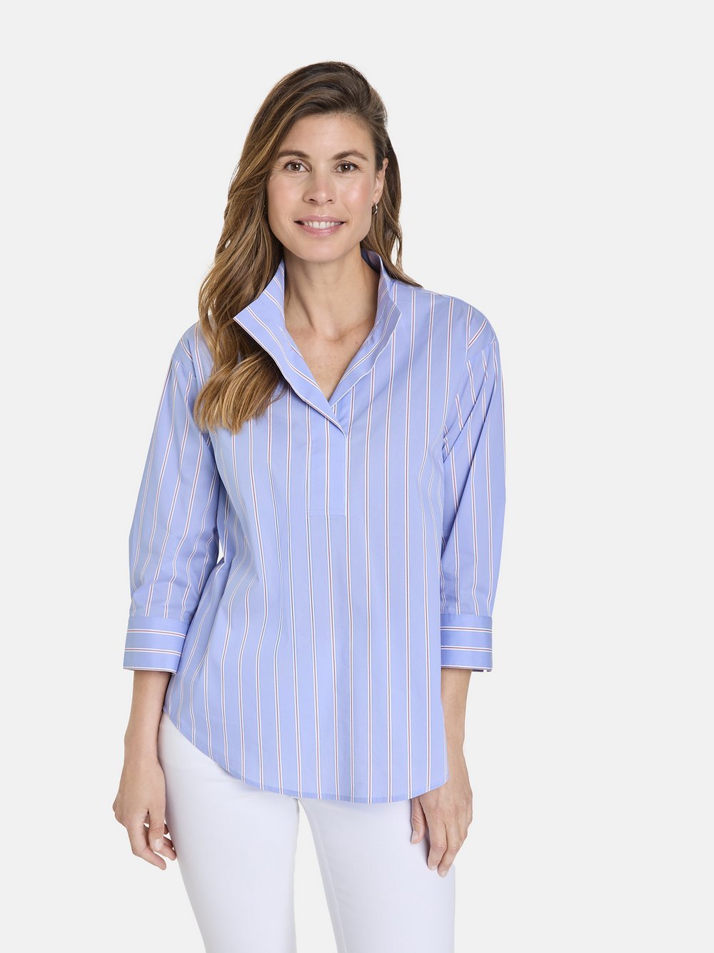 Gerry Weber 3/4 Arm Bluse Damen Baumwolle blau gestreift, 34