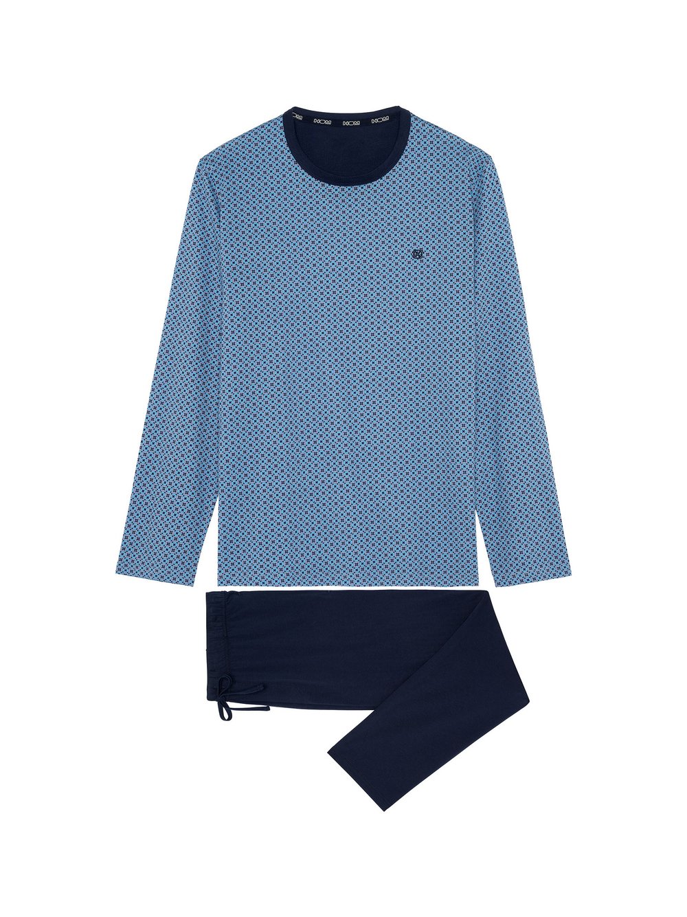 Thumbnail - HOM Pyjama Herren Jersey blau gepunktet, XXL
