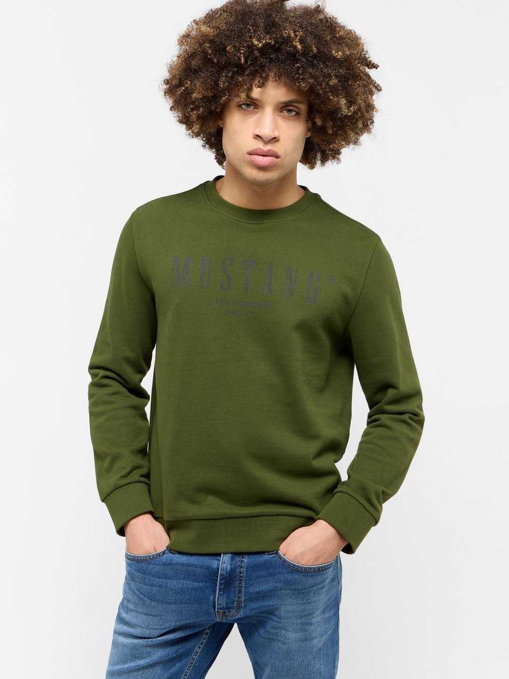 Mustang Sweatshirt Herren Baumwolle grün, S