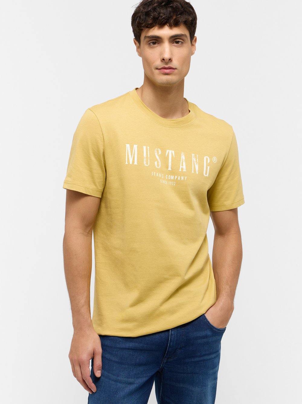 Mustang T-Shirt Herren Baumwolle gelb, L