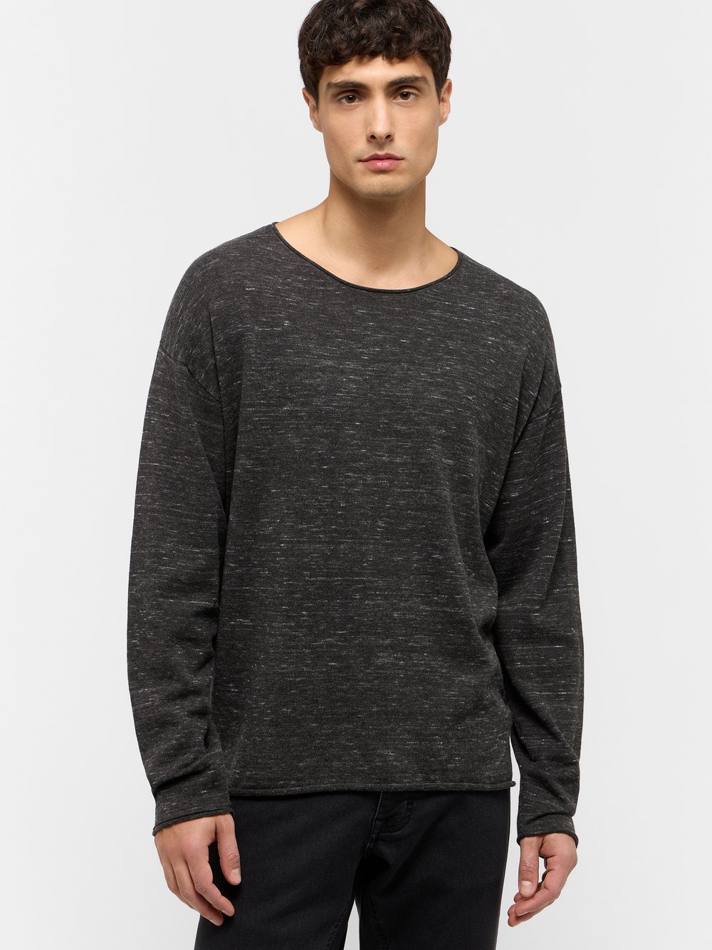 Mustang Strickpullover Herren Baumwolle grau meliert, L