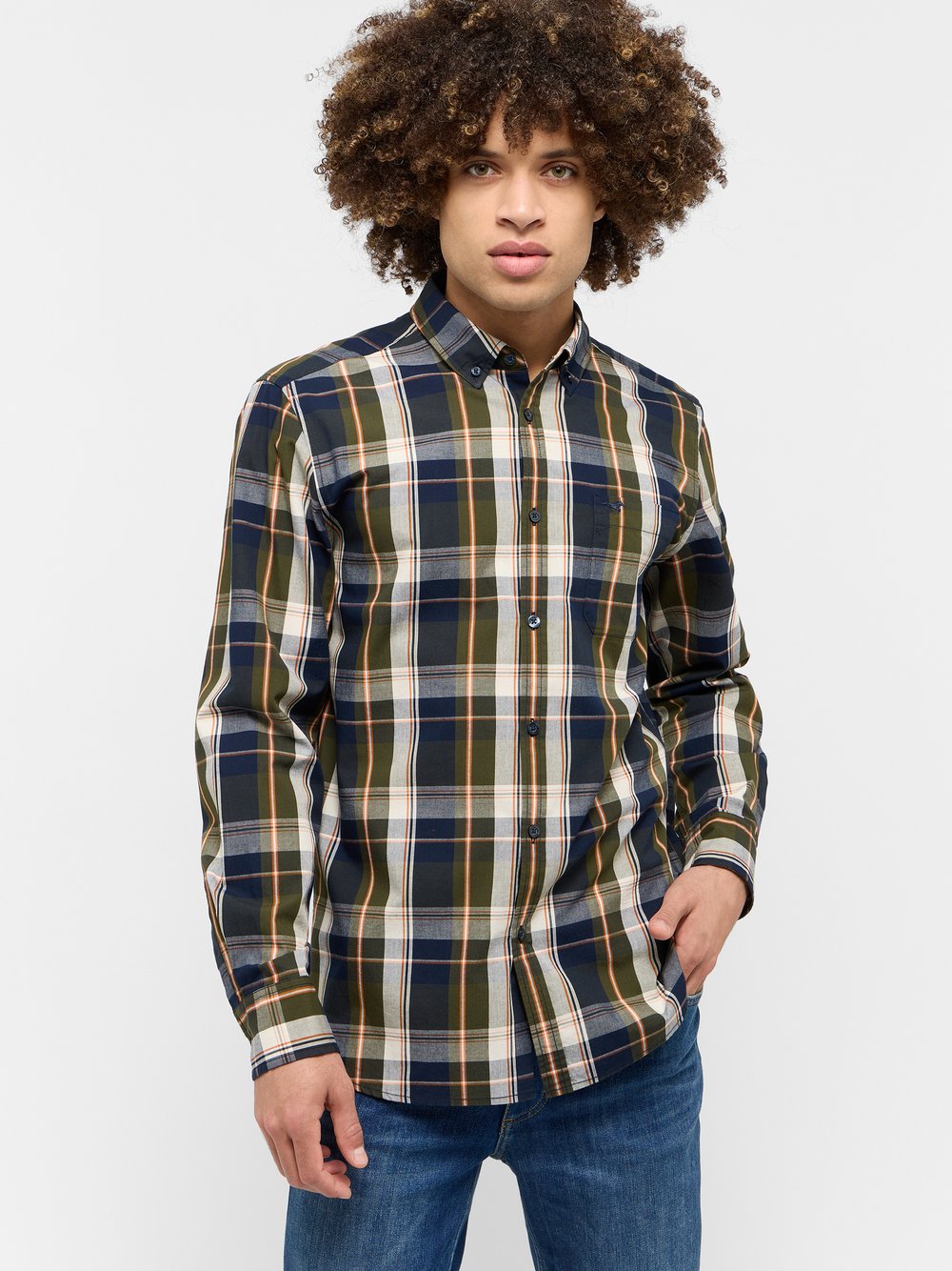 Mustang Hemd Herren Regular Fit Baumwolle mehrfarbig, M